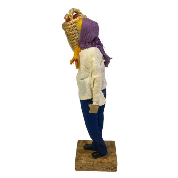 Sabra Israeli Doll Woman Folk Art Display Handmade Traditional 8" Wooden Basket - Picture 3 of 7